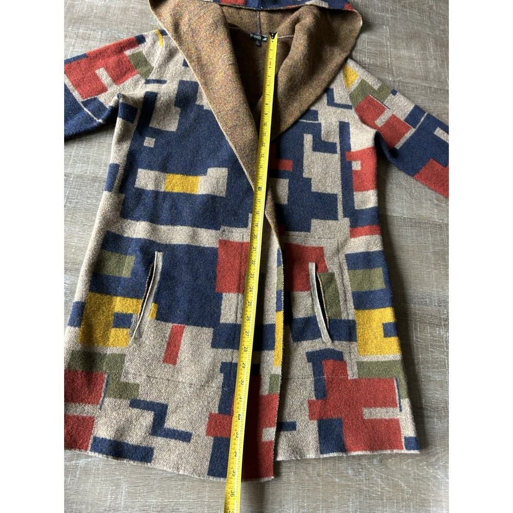 Toad&Co Heartfelt Hoodie Women XL 100% Wool Geometric Long Cardigan Coat - Picture 13 of 14